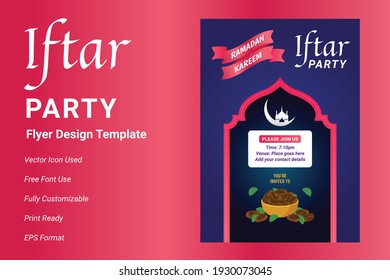 Ifter Party Invitation Flyer Design. Ramadan Flyer For Ifter Party And Seminar. Iftar Party Celebration Poster, Banner, Ramadan Flyer, Ifter Party 2021