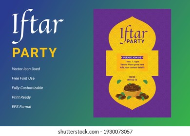 Ifter Party invitation flyer design. Ramadan flyer for ifter party and seminar. Iftar party celebration poster, banner, ramadan flyer, ifter party 2021