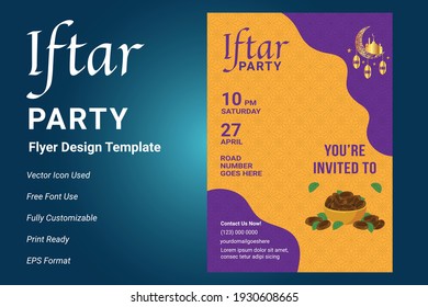 Ifter Party invitation flyer design. Ramadan flyer for ifter party and seminar. Iftar party celebration poster, banner, ramadan flyer, ifter party 2021