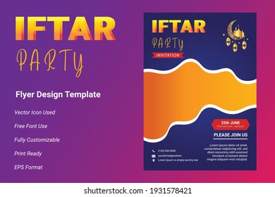 Ifter Party invitation flyer design. Ramadan flyer for ifter party and seminar. Iftar party celebration poster, banner, ramadan flyer, ifter party 2021