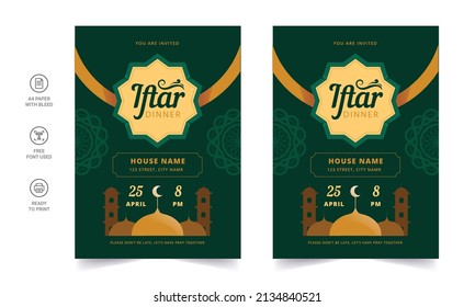 Ifter Party invitation flyer design. Ramadan flyer for ifter party and seminar. Iftar party celebration poster, banner, ramadan flyer.
