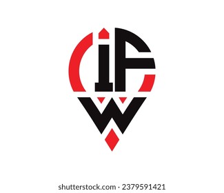 IFW letter location shape logo design. IFW letter location logo simple design.