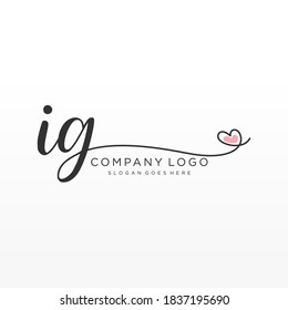 IG Beauty vector initial logo, handwriting logo of initial signature, wedding, fashion, jewelry, boutique, floral and botanical with creative template for any company or business.