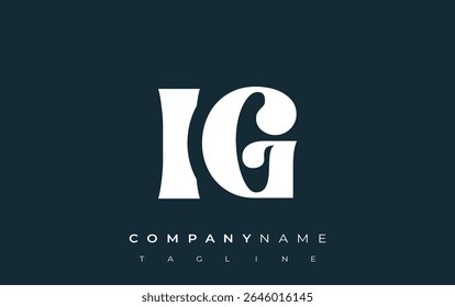 IG Creative Abstract Typography Logo Design. Elegant logo combining bold typography and creative shapes, ideal for branding and identity solutions.
