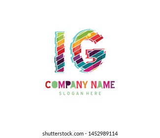 IG Full color initial logo vector