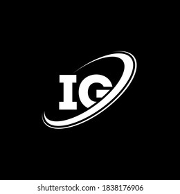 IG I G letter logo design. Initial letter IG linked circle uppercase monogram logo red and blue. IG logo, I G design. ig, i g