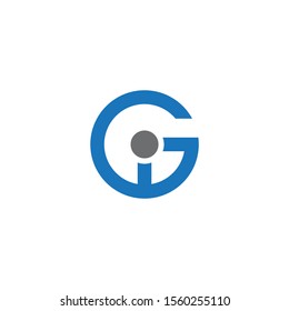 IG or GI circle logo design with blue and gray.