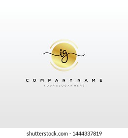 IG handwriting initial logo template vector.
