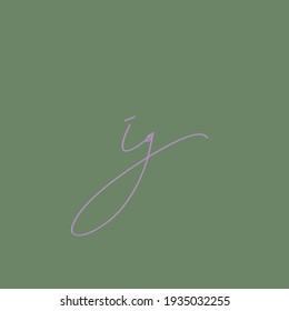 ig initial black handwriting with green background