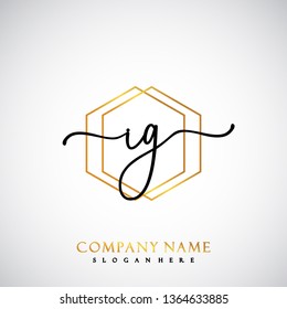 IG Initial Handwriting logo template vector