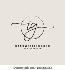 IG Initial handwriting logo template vector