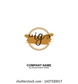 IG Initial handwriting logo vector