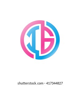 IG initial letters looping linked circle logo blue pink