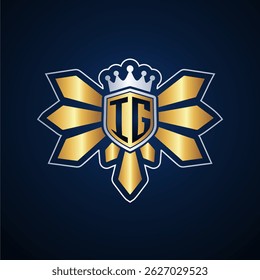 IG initial letters monogram logo for gaming with shield and eagle wing