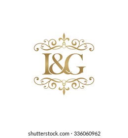 I&G Initial logo. Ornament ampersand monogram golden logo