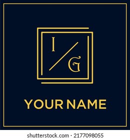 IG initial modern monogram wedding with creative rectangle line