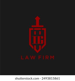 IG initial monogram for law firm with sword and shield logo image