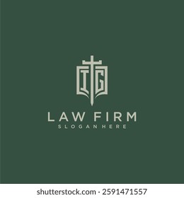 IG initial monogram for law firm with sword and shield logo image