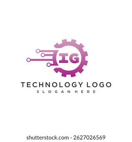 IG initial monogram for technology logo design