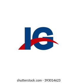 IG initial overlapping swoosh letter logo blue red