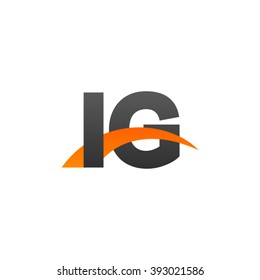 IG initial overlapping swoosh letter logo black orange