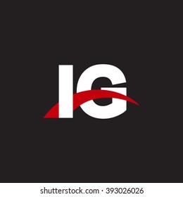IG initial overlapping swoosh letter logo white red black background