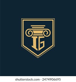 IG Initials Anwaltskanzlei Logo Anwaltslogo mit kreativem Rechtselement