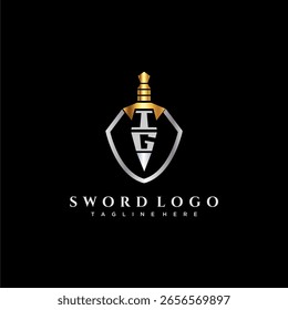 Monograma de lujo de la letra de IG para la Imagen del estilo del escudo y de la espada