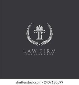 IG letter monogram logo for lawfirm with pillar  crown image design