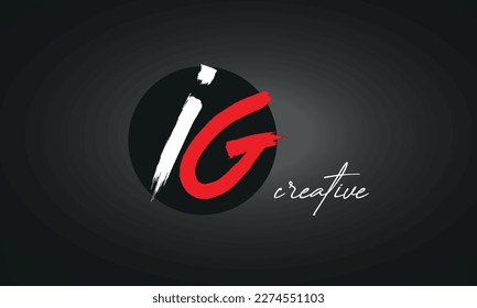 IG Letters Brush Paint Logo Symbol, elegantes Vektordesign