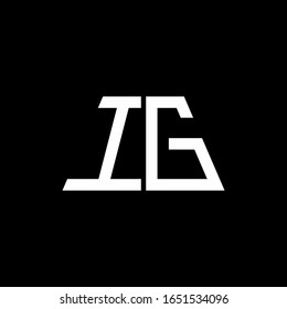 Monograma abstracto del logotipo IG aislado en fondo negro