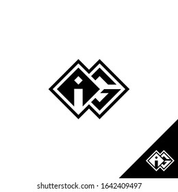 IG logo design, Letter IG geometric logo on double square. Logo for game, community or business.