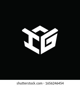 IG Logo-Monogramm mit Farbbanddesign-Vorlage im Emblem