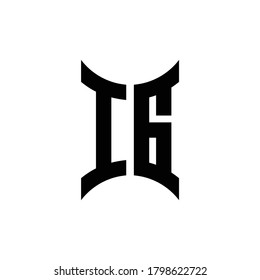 IG monogram logo with curved side design template