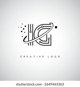 IG Orbit Monogram Logo – Futuristic Minimal Letter mark with Circular Line Art, Tech-Inspired Dots and Space Motion Concept for Modern Branding Identity