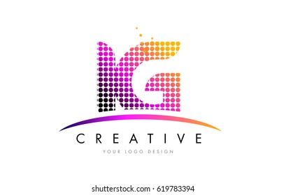 IG I Q Dots Letter Logo Design with Magenta Bubble Circles and Swoosh