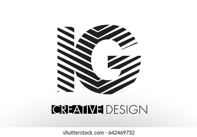 IG I Q Lines Letter Design with Creative Elegant Zebra Vector Illustration.