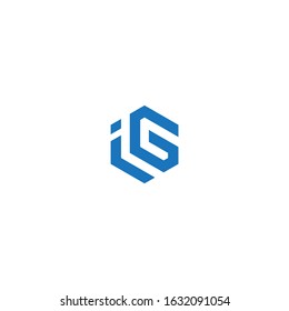 IG unique letter logo design with blue and grey.