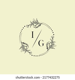 Cartas iniciales del logotipo de la boda IG en un diseño profesional de alta calidad que se imprimirán bien en cualquier medio impreso
