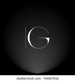 IG White thin minimalist LOGO Design with Highlight on Black Background.