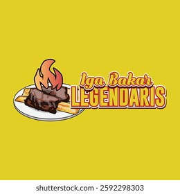 Iga bakar legendaris food logo template illustration graphic