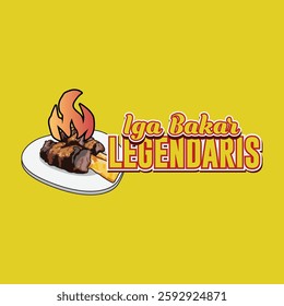 Iga bakar legendaris food logo template illustration concept