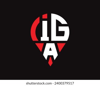 diseño de logotipo de la forma de ubicación de la letra IGA