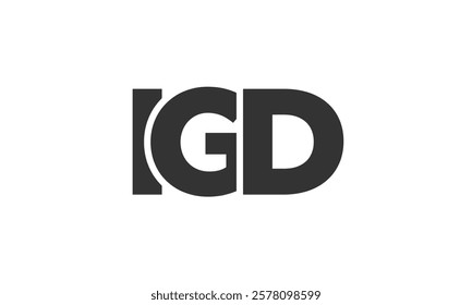 IGD logo design template with strong and modern bold text. Initial based vector logotype featuring simple and minimal typography. Trendy company identity ideal for businesses brand presence.