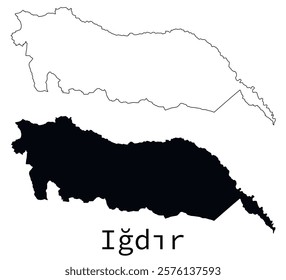 Igdir map outline and black silhouette vector