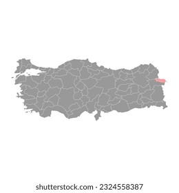 Mapa de la provincia de Igdir, divisiones administrativas de Turquía. Ilustración vectorial.