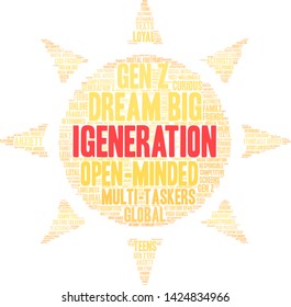 iGeneration word cloud on a white background. 