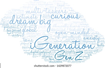 iGeneration word cloud on a white background. 