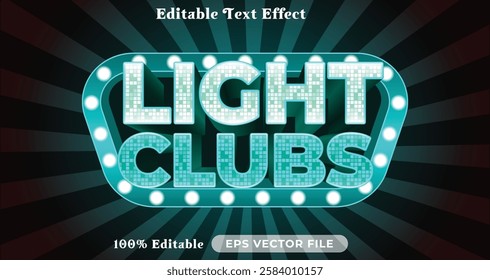 ight clubs editable text effect modern color shiny. glow Text style effect