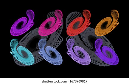 ocho tipos de diseños abstractos con ocho colores diferentes. Este diseño se puede utilizar como fondo o adorno para banners, plantillas, tarjetas de felicitación y otros
